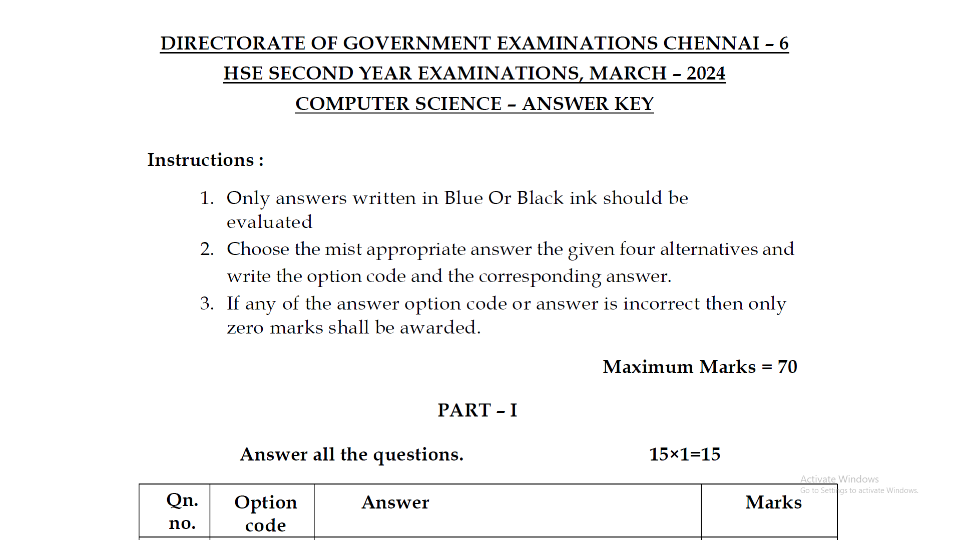 Th Computer Science Public Exam Official Answer Key Em Kalvi Nesan