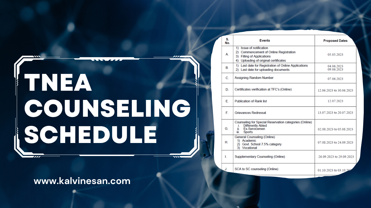 TNEA Counseling Schedule 2023 Kalvi Nesan